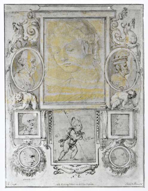 Albertina Museum — Umrahmung einer Seite aus dem Libro de'disegni mit acht Zeichnungen — insieme
